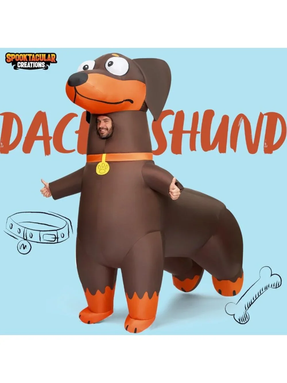 Inflatable Dachshund Costume for Adults - Fun Halloween Dog Outfit, Party Ready!